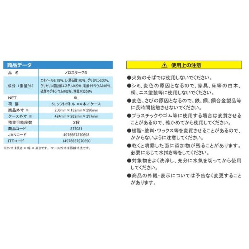 ニイタカ ノロスター75 5L 75度 アルコール ノロウイルス