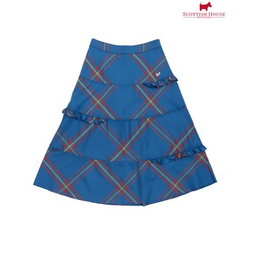【SCOTTISH HOUSE】藍灰格C50格紋蛋糕長裙 CFT22118