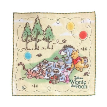 真愛日本 迪士尼 小熊維尼 POOH 抗菌 防臭 純棉小方巾 夥伴森林野餐 小毛巾 擦手巾 手帕 口水巾