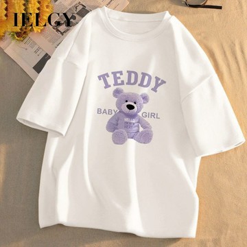 IELGY 白色短袖圓領t恤短袖女裝