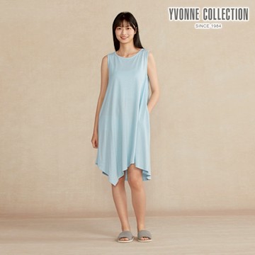 YVONNE 以旺傢飾 竹纖維點點無袖洋裝-春日藍
