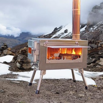 冬天戶外加厚不銹鋼柴火爐便攜式折疊露營帳篷取暖爐子圍爐煮茶