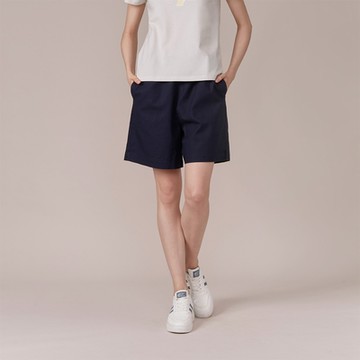 GIORDANO  女裝寬鬆亞麻短褲 - 76 標誌海軍藍