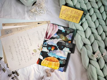 護照系列-美國薄棉布熱氣球天燈布護照套-可放兩本護照-卡片兩層