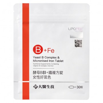 大醫生技 酵母B群 + 鐵複方錠 女性好氣色  30顆  1包