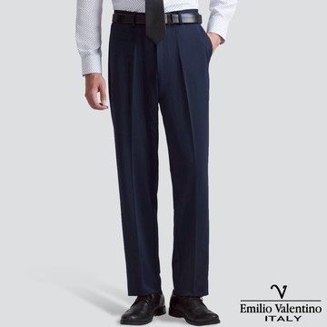 【Emilio Valentino】特級彈性平面西裝褲-丈青
