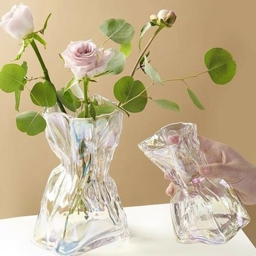 不規則玻璃花瓶高級感透明插花水培水養干鮮花ins風客廳桌面擺件/瓶子/花瓶/水瓶/養花瓶/綠植瓶