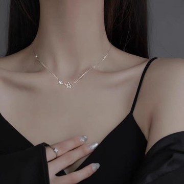S925純銀星星項鏈女輕奢氣質設計感2025年夏季簡約高級小眾鎖骨鏈