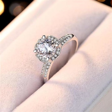 【米蘭精品】莫桑鑽戒指925純銀銀飾-1ct花苞側邊愛心女飾品73yk117