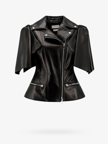 Sleeveless leather jacket with knotted drapery - ALEXANDER MCQUEEN - gender_Woman
