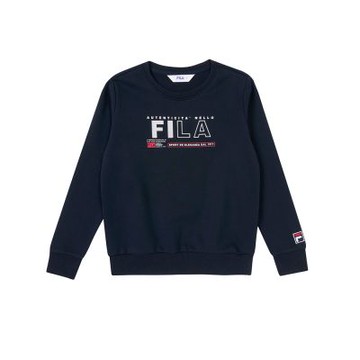FILA KIDS 童長袖圓領T恤-丈青 1TEZ-8506-NV