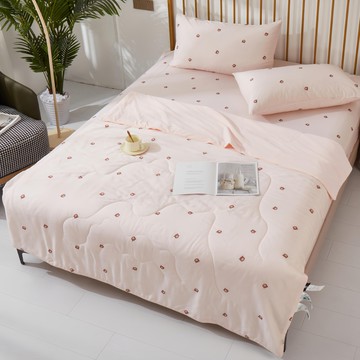 A-ONE 60支100%純天絲 冰絲涼感被 AB雙面設計 台灣製  雙人  點點熊 粉色