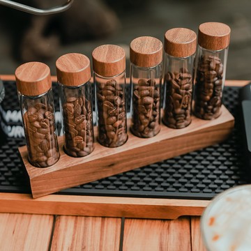 Solar Life 索樂生活 咖啡豆分裝試管 + 展示架 22g  胡桃木色  6個