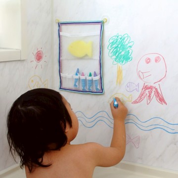 日本kitpas 環保無毒浴室水洗蠟筆- 收納網組