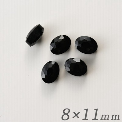 ガラスカットビーズ オーバル8×11mm ジェット | ガラス ビーズ カット オーバル