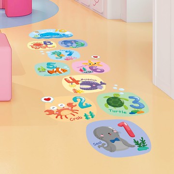 卡通墻貼兒童房游戲跳格子房子地貼地板貼幼兒園數字貼畫裝飾貼紙