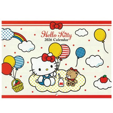 小禮堂 Sanrio 三麗鷗 Hello Kitty 2026 B5橫式壁掛曆(銅板小物)