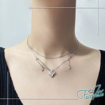 【伊飾童話】破碎的愛＊十字雙層鎖骨短頸項鍊