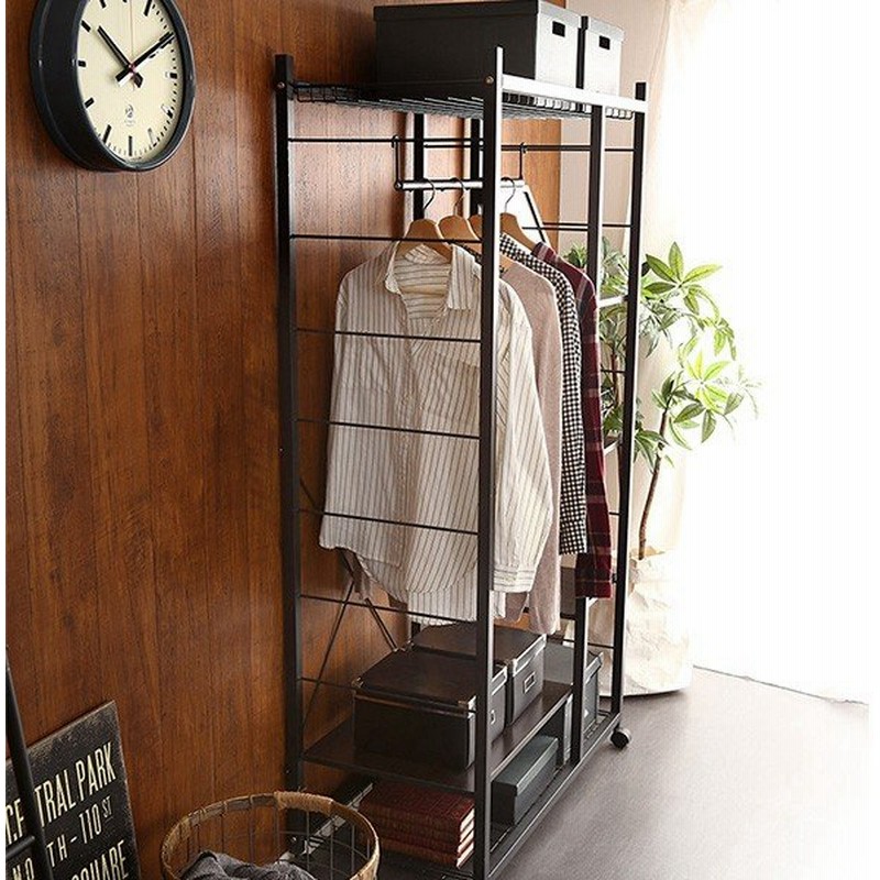 ハンガーラック おしゃれ 頑丈 キャスター付 棚付き cm幅 洋服掛け ワードローブ 収納ラック オープンラック スチール ラック 棚 シェルフ 通販 Lineポイント最大get Lineショッピング
