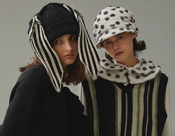 【童話系列】波點不對稱短簷帽子+雙層設計師領子