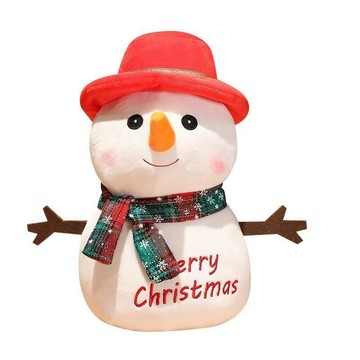 聖誕雪人公仔毛絨玩具可愛帶帽子玩偶安撫抱枕平安夜活動禮品道具