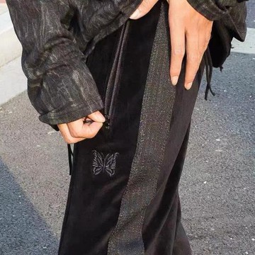 NEEDLES TALK蝴蝶小眾潮牌美式條紋直筒休閑寬松男款闊腿長褲