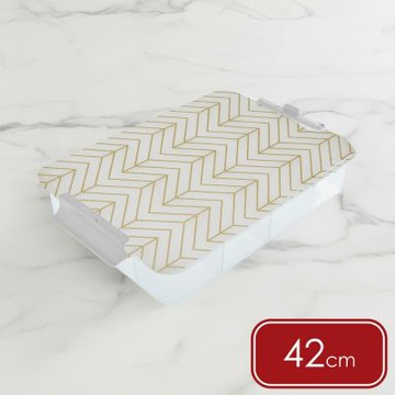《FARBERWARE》Snacklebox砧板保鮮盒-金格紋42cm-- 收納盒 砧板 食物收納盒 野餐盒