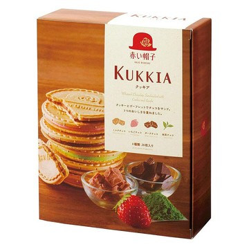 AKAI BOHSHI 紅帽子 法蘭酥禮盒 20枚   綜合4色法蘭酥  156g  1盒  牛奶可可風味 x 5 + 黑可可風味 x 5 + 抹茶可可風味 x 5 + 草莓可可風味 x 5