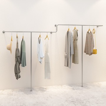 ??快速出貨 可開發票 簡約女裝童裝店專用服裝店壁掛落地式展示架上墻加粗不銹鋼衣服架
