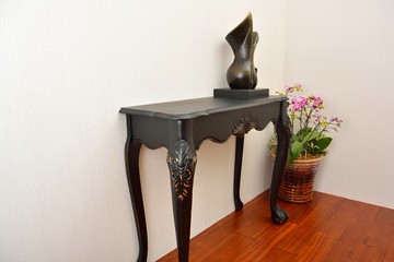 鄉村風復古仿舊邊桌(玄關桌)-黑