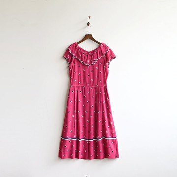 【蛋植物古著】嫣花樂園刺繡短袖古著洋裝