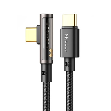 Mcdodo 麥多多 CA-340 Type-C to Type-C 透鏡彎頭線 透明數據線 3A大電流  1.2m  黑色  1個