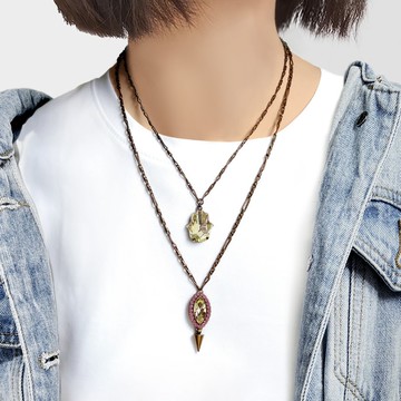 法蒂瑪之手與謎樣之眼墜鏈 - 綠光色水晶