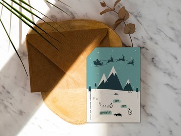雪地企鵝【CM18065】洛可可草莓 WELKIN手創明信片聖誕卡片