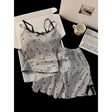 帶胸墊睡衣女款2025新款夏季莫代爾薄款純欲風蕾絲吊帶短褲家居服