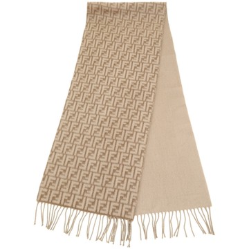 FENDI 芬迪 雙F漸層羊毛羊絨混紡棕色流蘇圍巾 披肩(185x35CM)