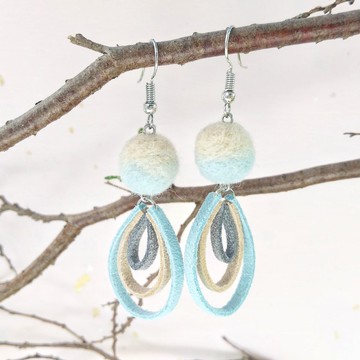 午茶 手作羊毛氈耳環 可改耳夾