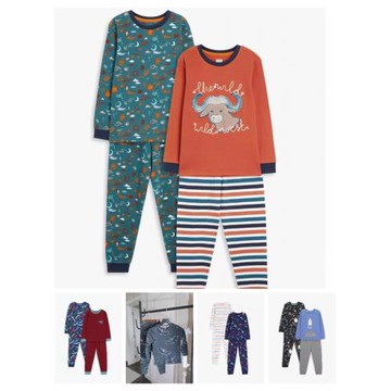 出英國JO*HN男女兒童春秋有機棉長袖秋衣秋褲家居服睡衣套裝2-14T