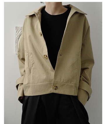 FINDSENSE X  男士 長袖寬松 休閑 簡闊型寬松落肩顯高氣質短款夾克