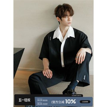 CHICERRO西西里男裝新款男生夏季穿搭高級感痞帥短袖襯衫男士上衣