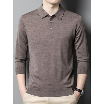 80支超細精紡羊毛衫男士長袖T恤秋冬季毛衣薄羊絨polo針織打底衫