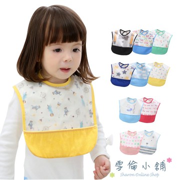 嬰兒口水巾 寶寶防水 圍兜開口接飯飯兜  -雪倫小舖