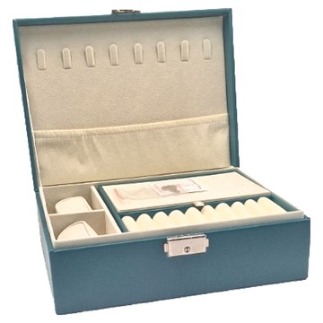 Porabella 雙層帶鎖710珠寶盒  墨綠色