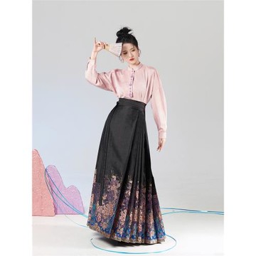 羅芙夢織造司原創明制漢服馬面裙女套裝2025新款搭配粉色立領上衣