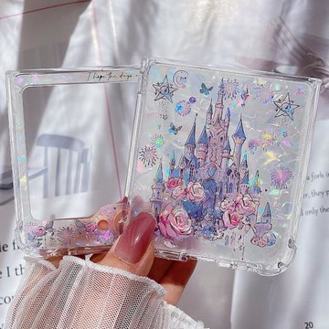 煙花城堡適用三星zflip6小折疊手機殼新年花朵三星zflip5女款zflip4氣囊手機套公主城堡玫瑰花