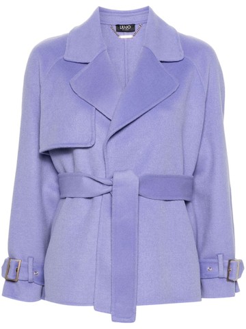 LIU JO - short trench coat - women - Polyester/Wool/Polyester - 42 - Purple