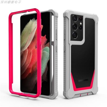 適用于三星s21Plus透明背板雙面防摔手機殼s21Ultra彩色防滑邊框