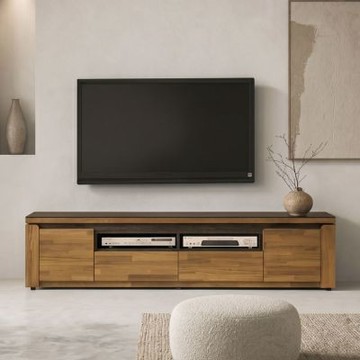 WAKUHOME瓦酷家具 BRIAN積層木7尺電視櫃(附黑玻)-211*40*47cm