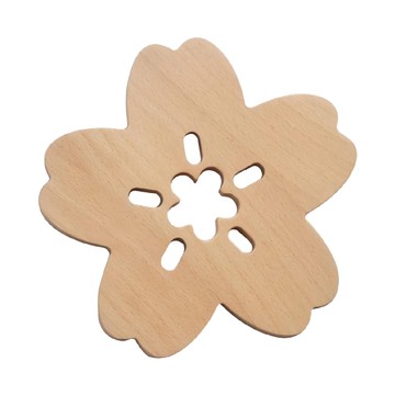 SALUS 佐藤金屬 天然木花朵隔熱墊 櫻花  木頭色  1個