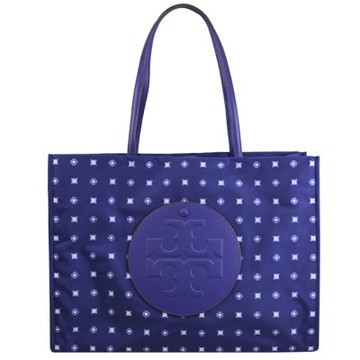 TORY BURCH 幾何印花造型尼龍大托特包(藍紫)